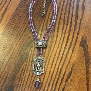 Mauve double strand necklace